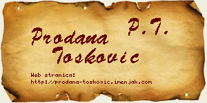 Prodana Tošković vizit kartica